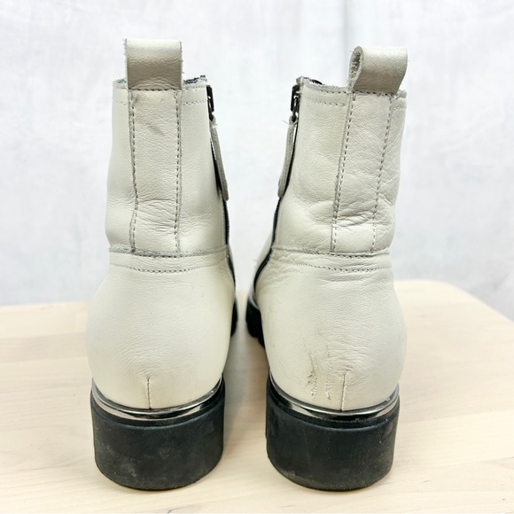 ATELIERS Leather Lug Sole Front Zip Combat‎ Military Boots Women's 9/39 White - Picture 4 of 7